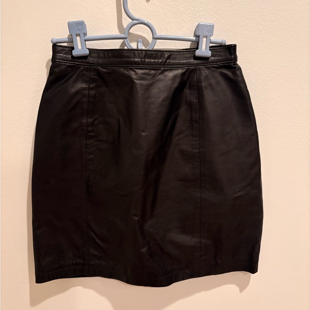 Classic Black Leather Skirt